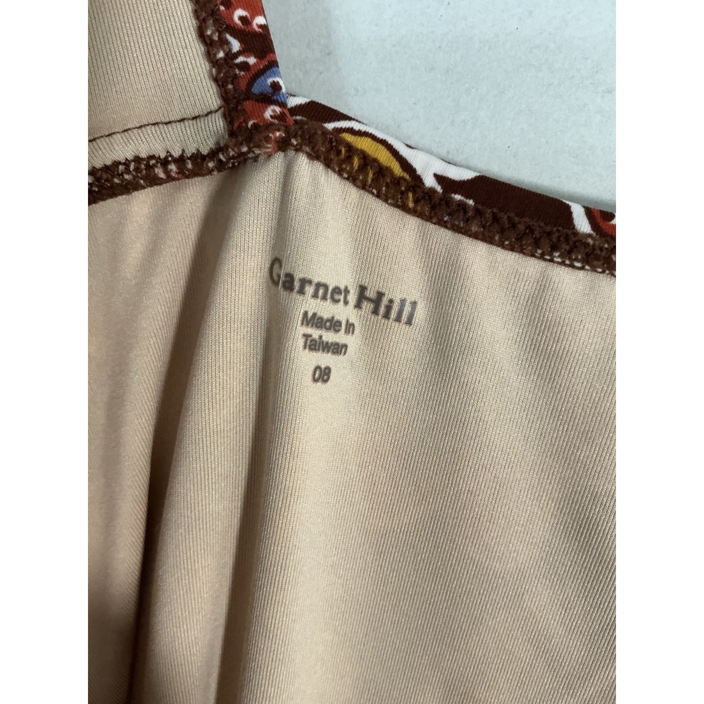 Garnet Hill Brown Floral V-Neck One-Piece Swimsuit w Lined Molded Cups 6 - Picture 6 of 6